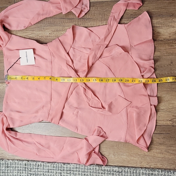 Superdown Blush Khloe Ruffle Puff Sleeve Mini tie Dress whimsical Feminine xs - Picture 10 of 16